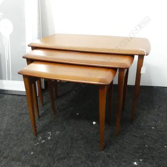 3 MID CENTURY JON JANSEN MAHOGANY NESTING TABLES