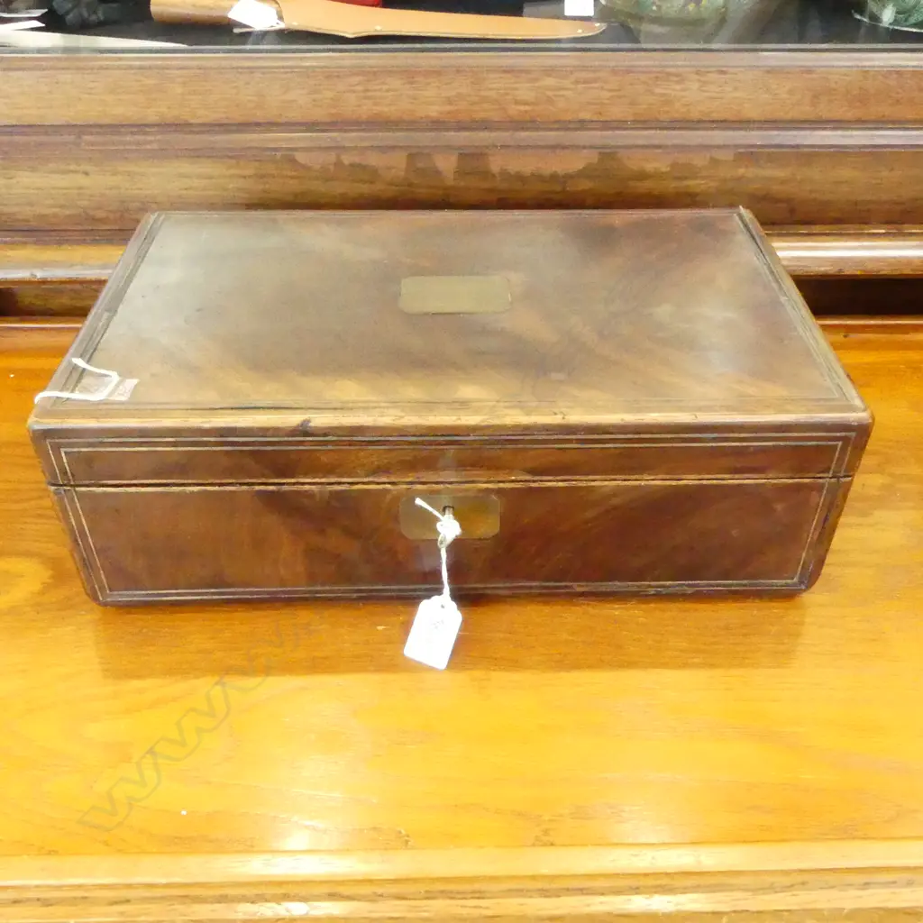 MAHOGANY WRITING BOX 400x240x130mm (KEY) Image 1++