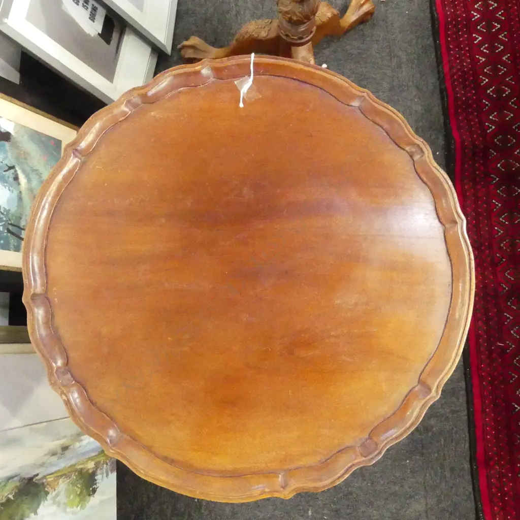 MATCHED PR TILT TOP WINE TABLE BIRD CAGE PEDESTAL BASE w. BALL & CLAW FOOT H.740mm Image 1++