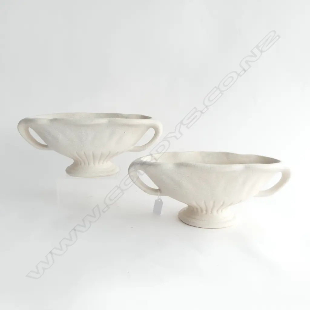 PR FULHAM POTTERY CONSTANCE SPRY VASES, CRACKLE GLAZE W.360mm Image 1++