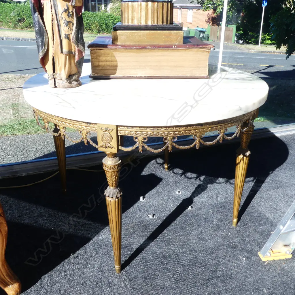 MARBLE TOPPED SIDE TABLE 650mm dia Image 1++