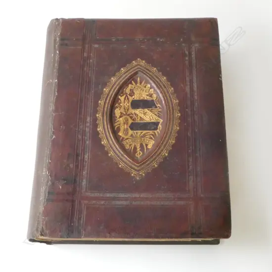 ANTIQUE HOLY BIBLE LONDON & GLASGOW ILLUSTRATED, L.330MM W.265MM D.85MM