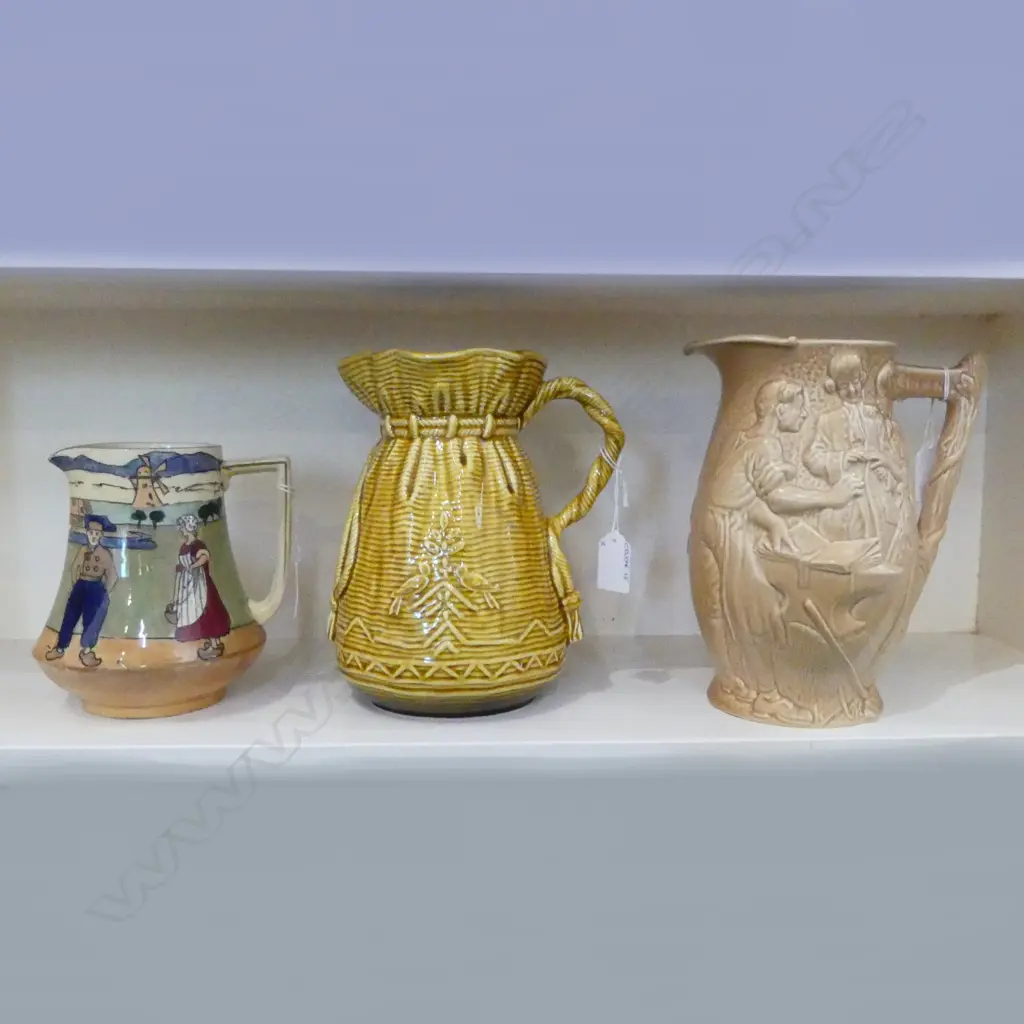 SHELLEY 'LATE FOLEY' JUG (CHIP) H.160mm, SYLVAC JUG & BURLEIGH 'THE RUNAWAY MARRIAGE' Image 1++