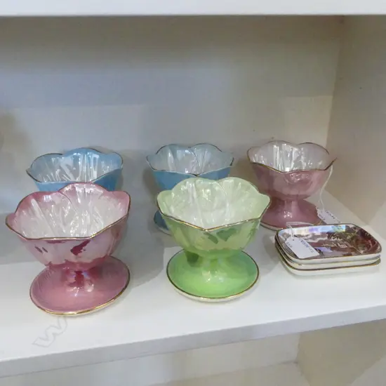  5 MALING DESERT DISHES H.90mm & 3 SMALL 'NEWCASTLE-ON-TYNE' DISHES W.100mm