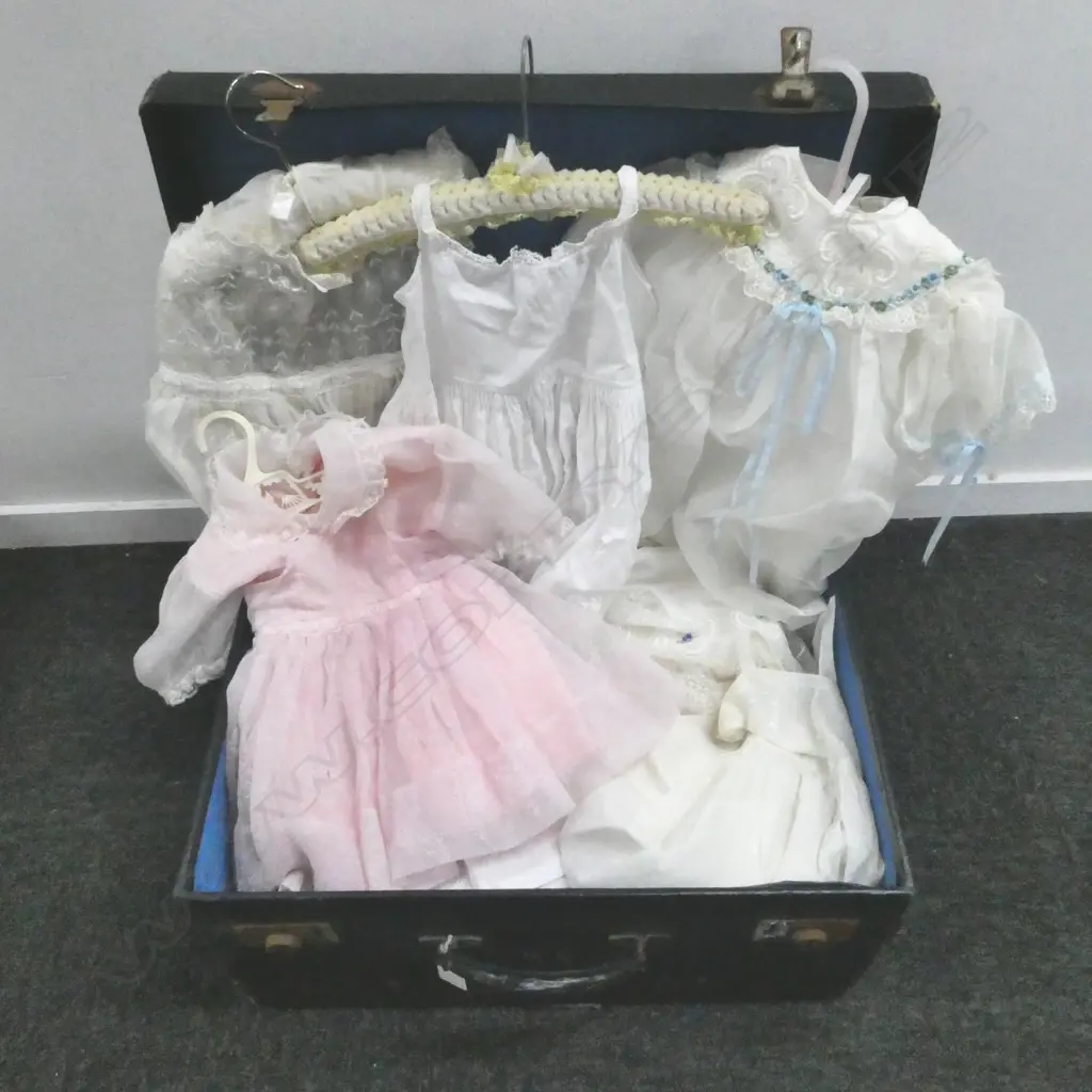 OLD SUITCASE W.500mm w. VINTAGE GIRLS DRESSES Image 1++
