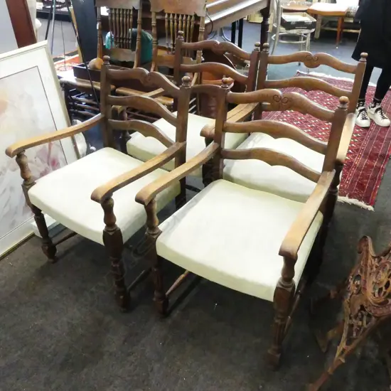 4 OAK ARMCHAIRS 