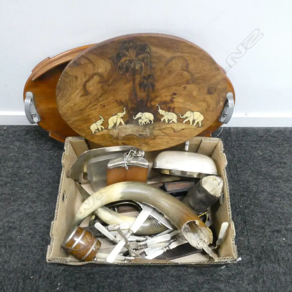 OVAL WOODEN TRAY W.555mm, HORNS, EP MoP FISH SET, ETC Image 1++