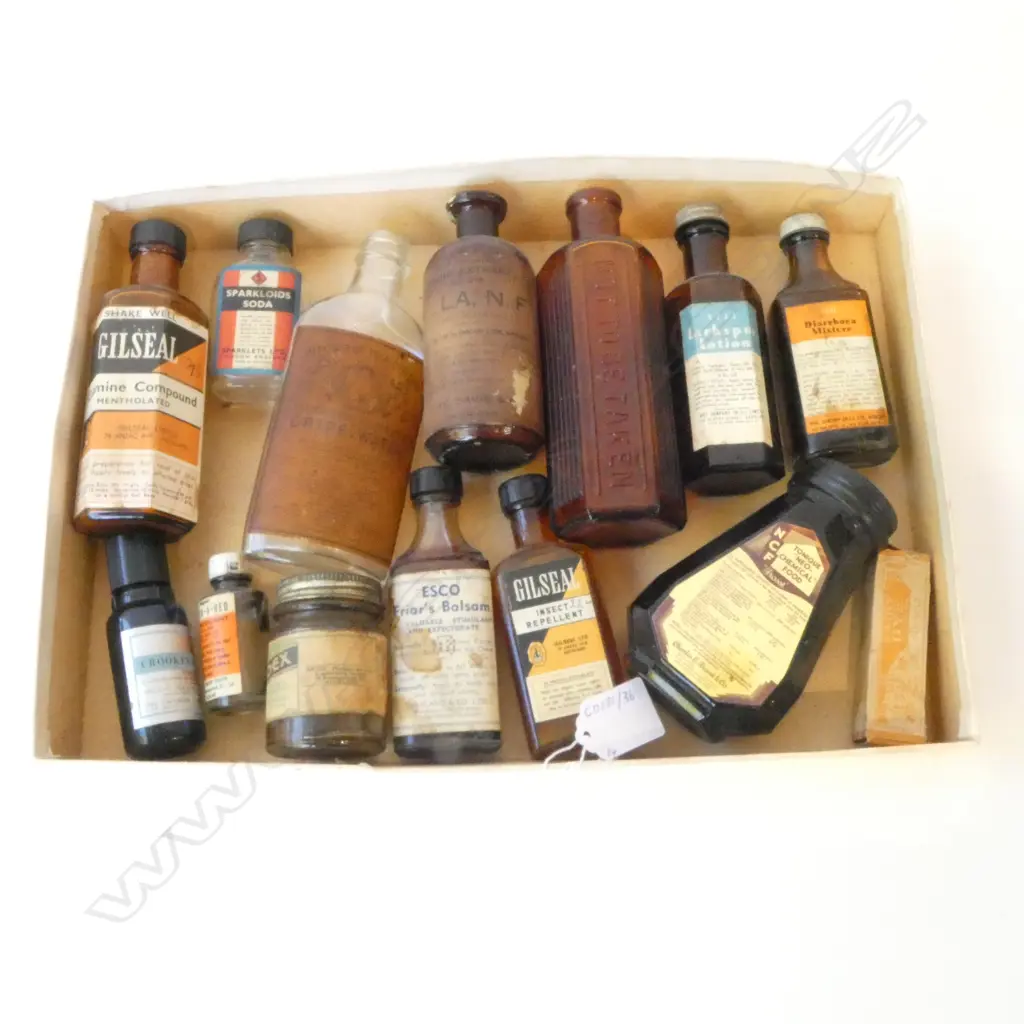 COLLECTION OF 14 OLD MEDICINAL BOTTLES GRIPE WATER ETC, H.65MM-155MM Image 1++