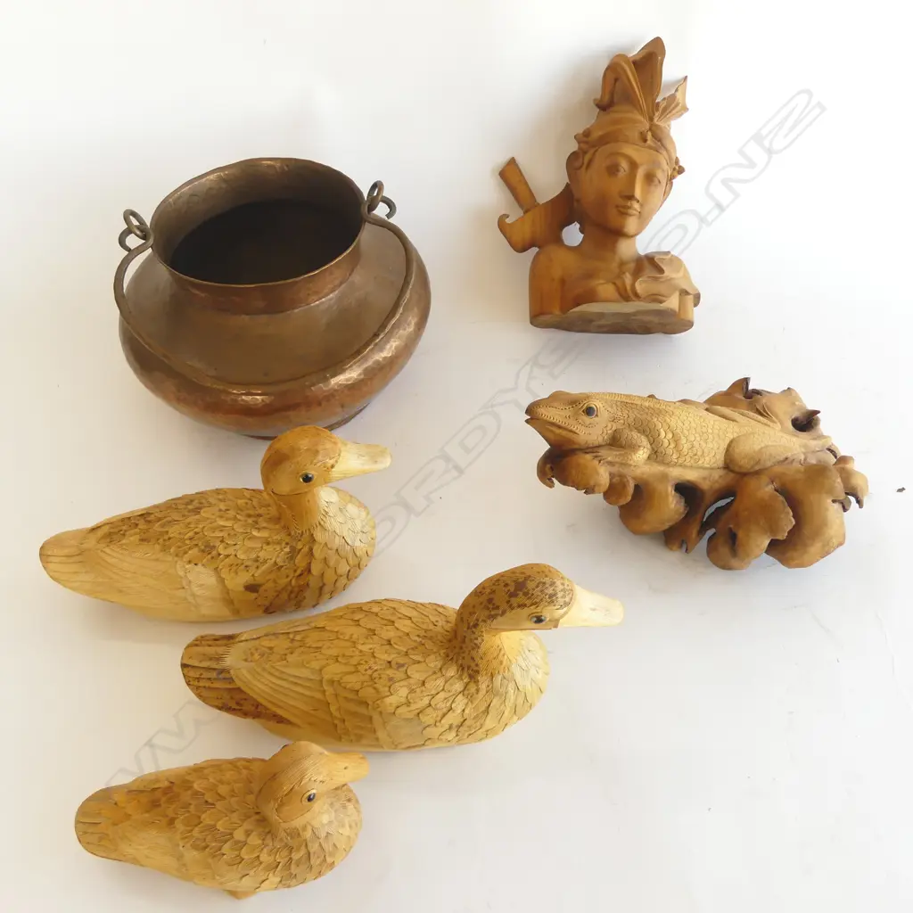 ASST. CARVED DUCKS w. COPPER etc Image 1++