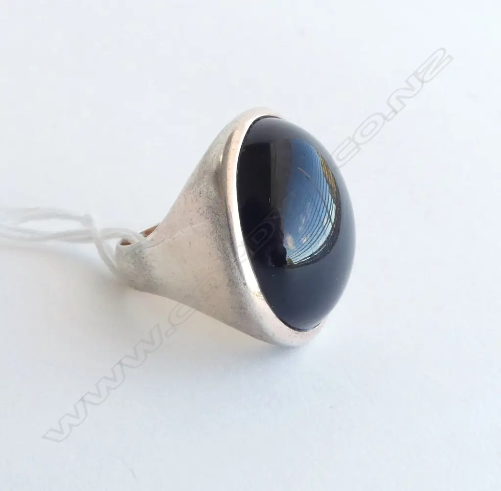 SUBSTANTIAL SILVER & BLACK ONYX STONE DRESS RING 'BLADE ROMA' by ULTIMA EDIZIONE SIZE R Image 1++