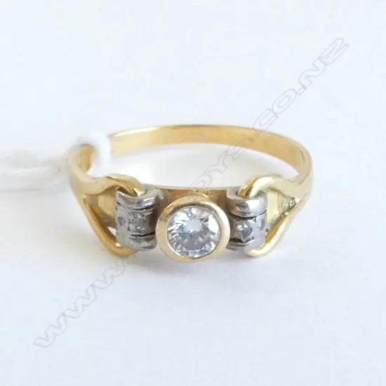 18ct YELLOW GOLD & 0.30ct SOLITAIRE DIAMOND RING, N 1/2, 2.9gms