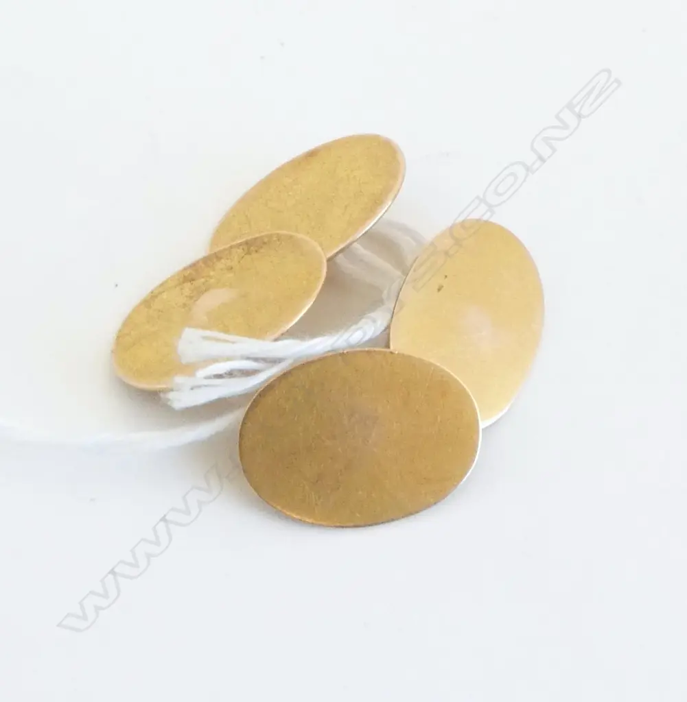 PR 'KOHN' NZ 15CT GILDED ROSE GOLD PLAIN CUFFLINKS Image 1++
