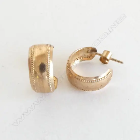 PR 9ct HUGGIE TYPE EARRINGS bead rims 0.83gms