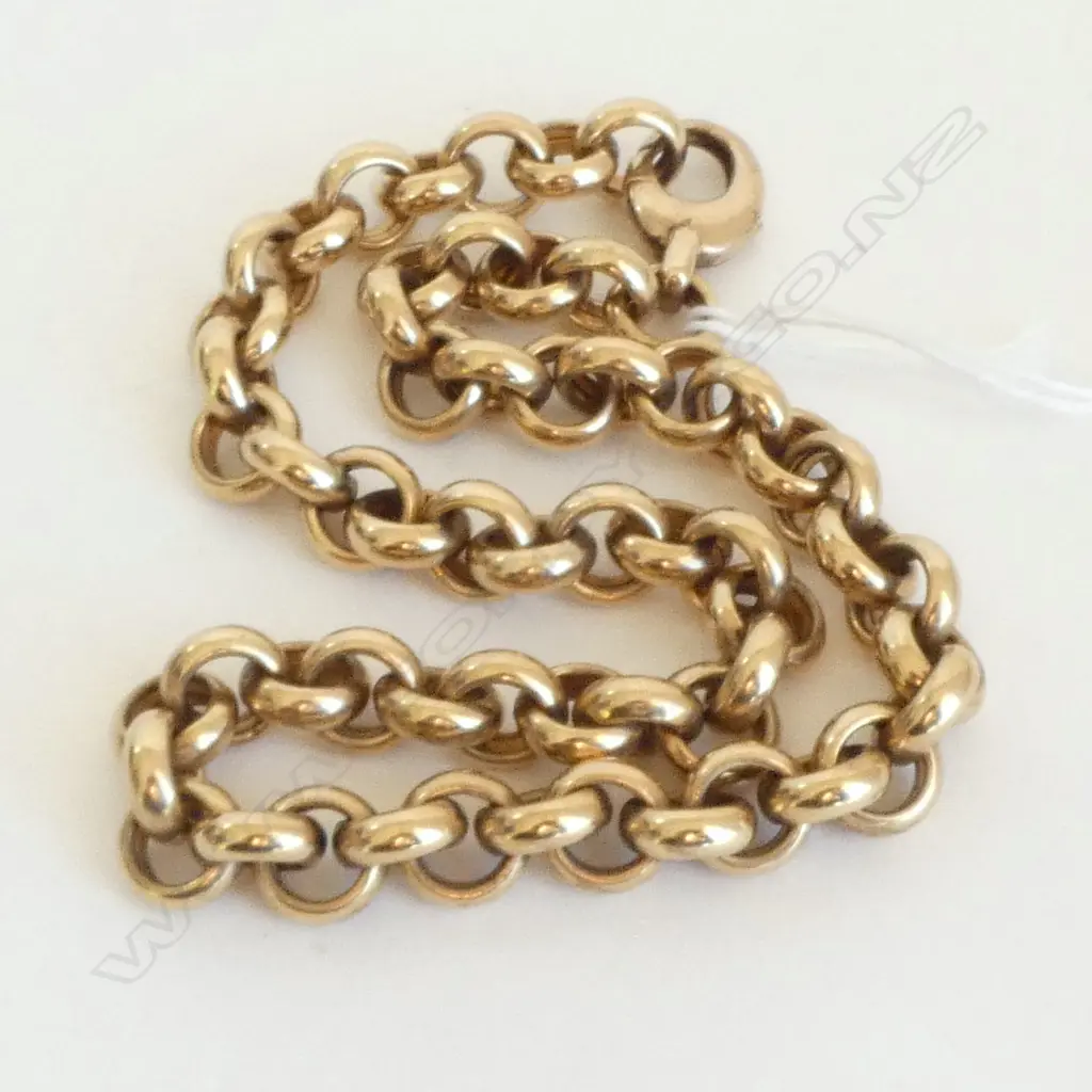 9ct GOLD CHUNKY BELCHER LINK NECK CHAIN L.360mm 34.3gms Image 1++