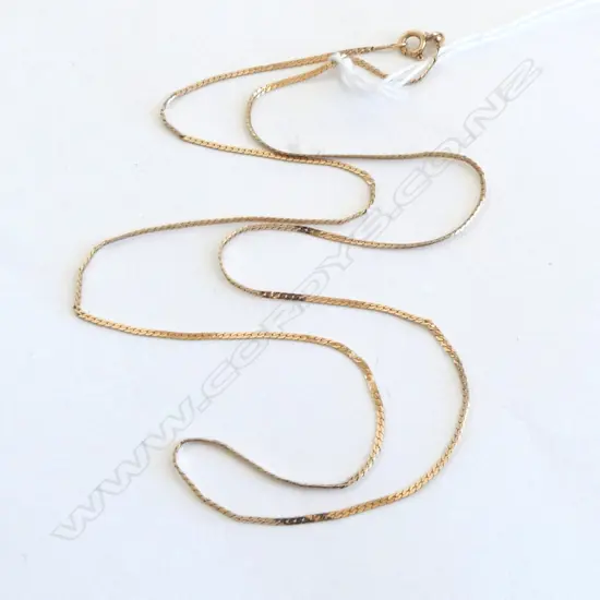 9ct GOLD FINE FLAT LINK NECK CHAIN L.610mm 3.2gms
