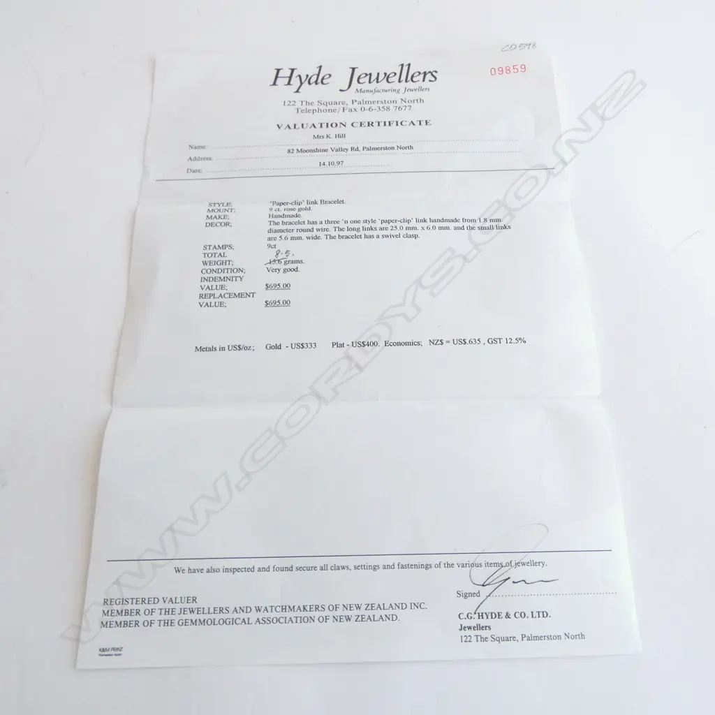 9ct ROSE GOLD 'PAPER CLIP' LINK BRACELET, 8.5gm Image 1++