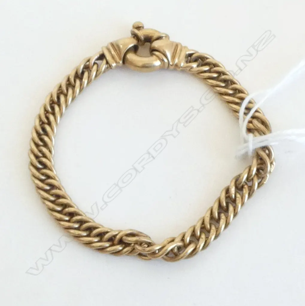 9ct GOLD CURB LINK BRACELET sprung ring clasp 18.2gms Image 1++