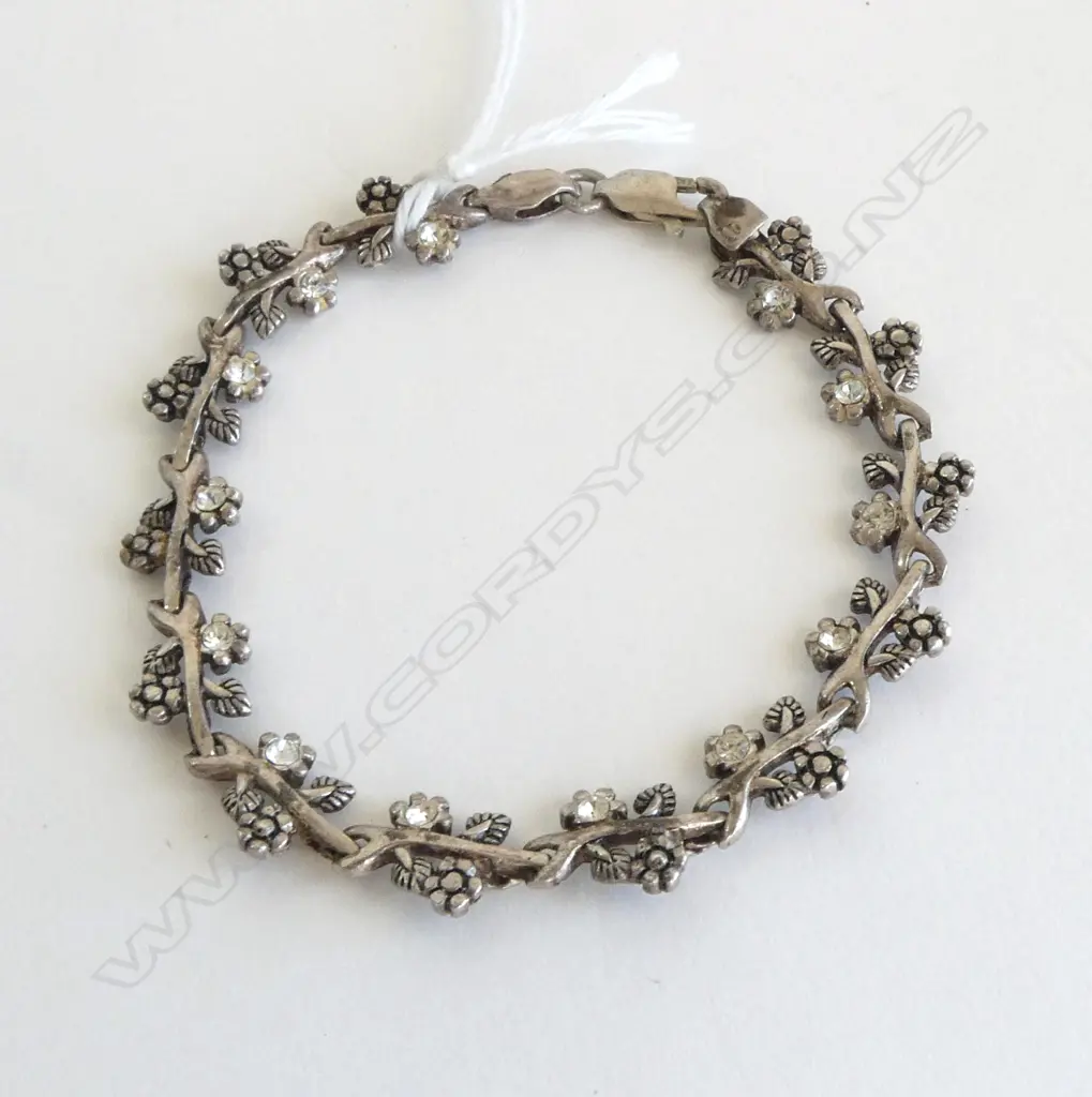 STG SILVER & PASTE STONES SET INTO BRACELET L.180mm Image 1++