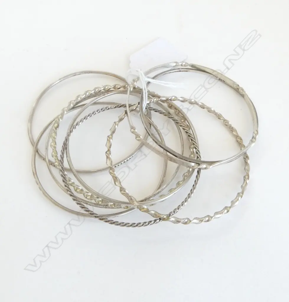 9 SILVER BANGLES spiral twist etc Image 1++