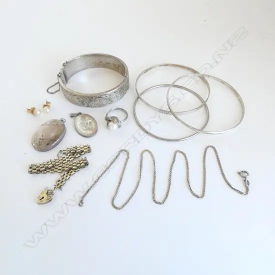 ASST SILVER JEWELLERY BANGLES EARRINGS BRACELET RING NECKLACE