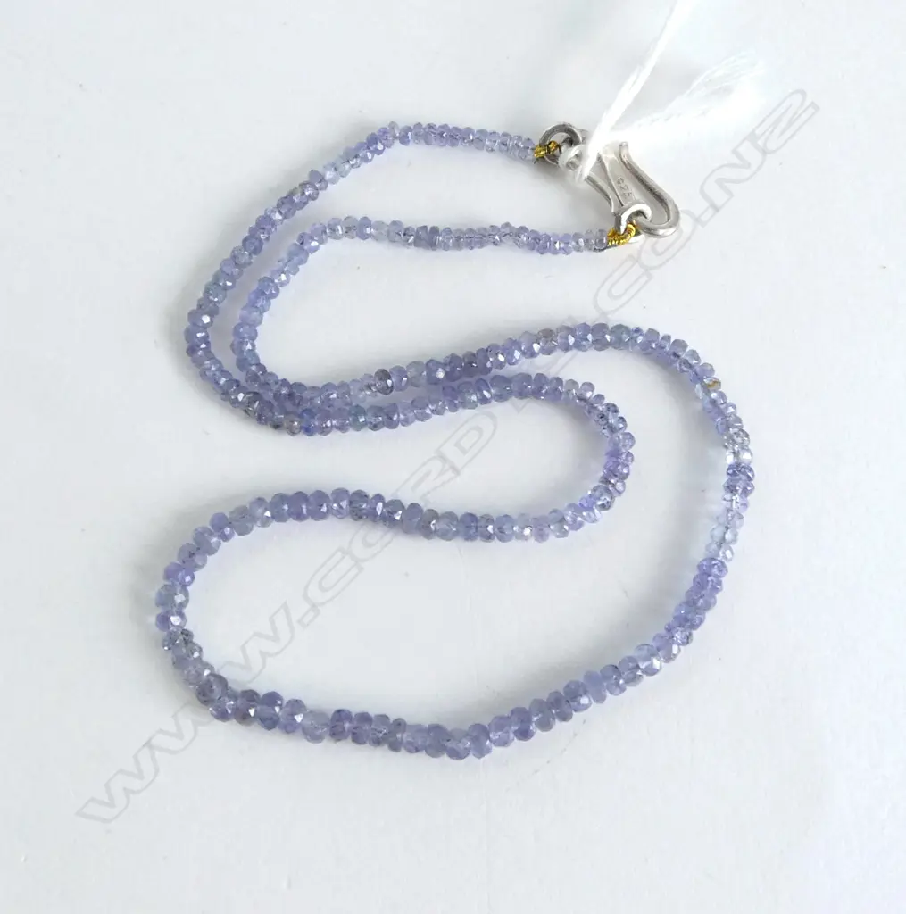 TANZANITE NECKLACE w SILVER CLSP, SML SIZE, 37cm Image 1++