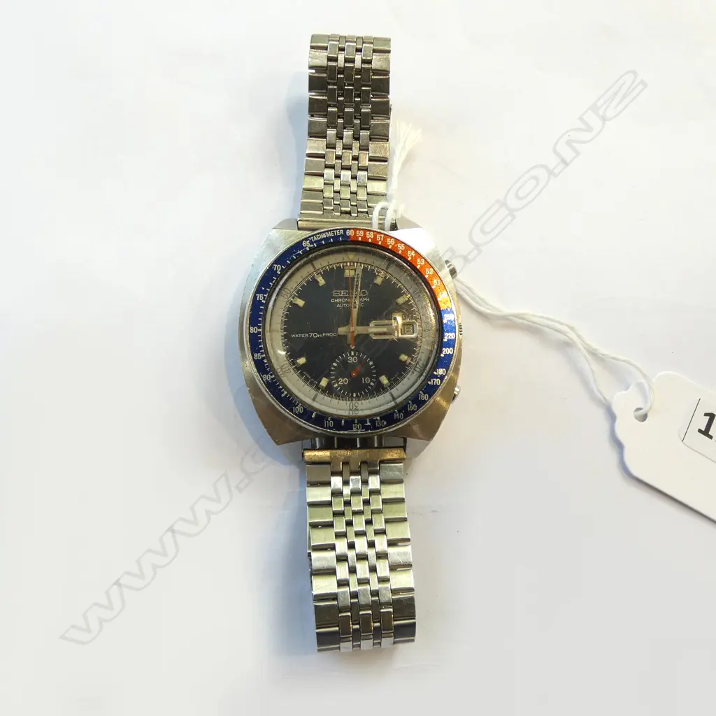 VINTAGE SEIKO CHRONGRAPH GENTS WRISTWATCH PEPSI look alike not running Image 1++