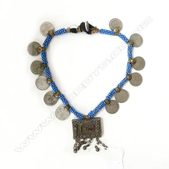 AFGHAN HANDMADE BEADED COIN NECKLACE