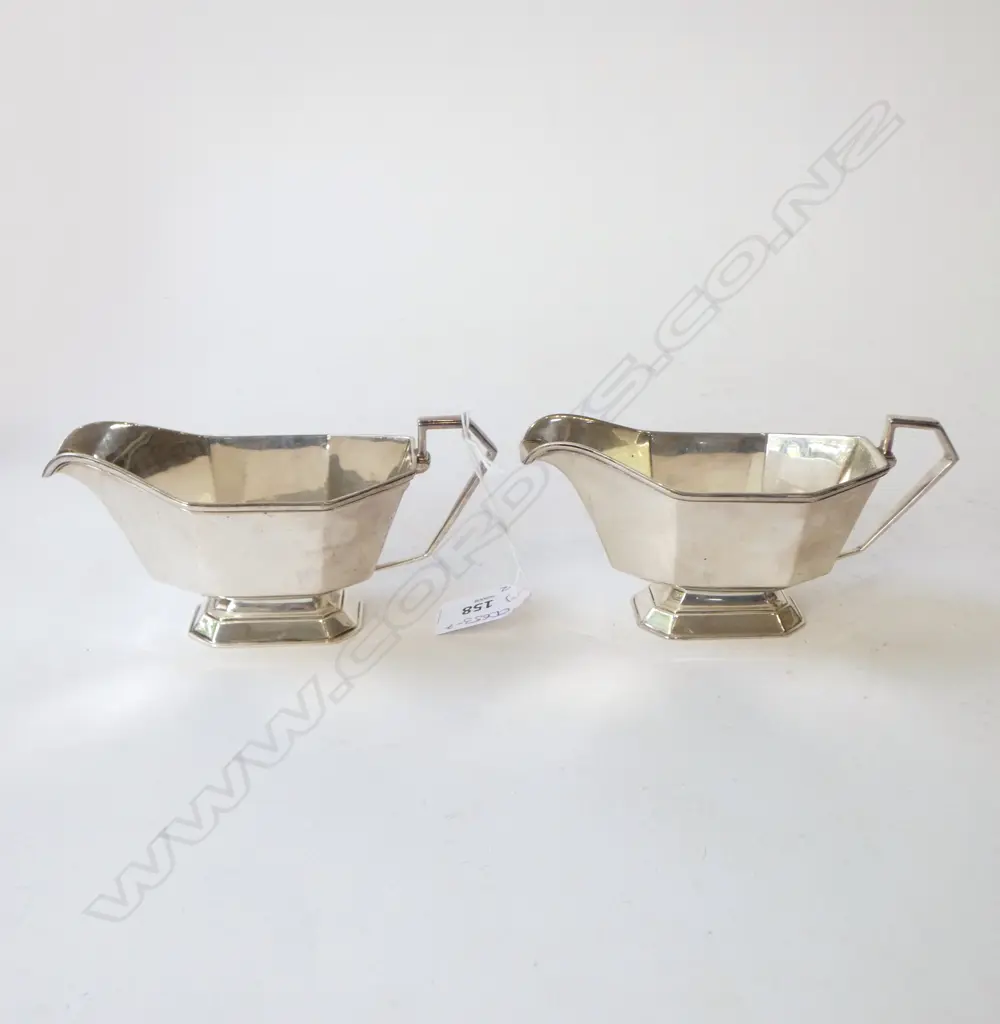 PR STG SILVER SAUCE BOATS, W. GREENWOOD & SONS, BIRMINGHAM 1931, 278gms Image 1++