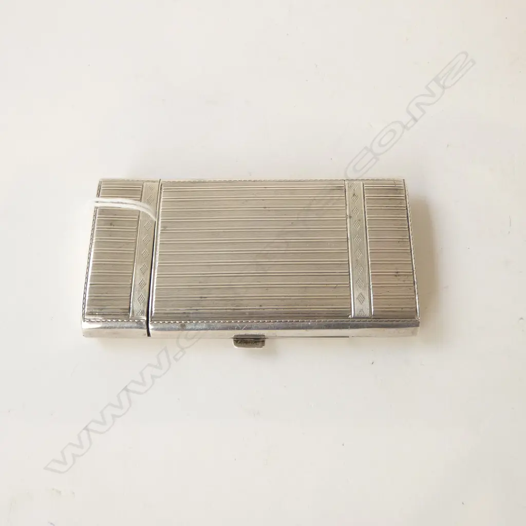 19thC EUROPEAN SILVER CIGARETTE OR CARD CASE fine machine engraving 900std. 75gms Image 1++