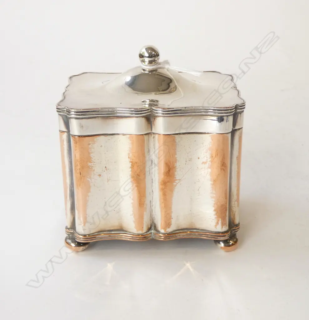 SILVER OVER COPPER TEA CADDY H.110mm Image 1++