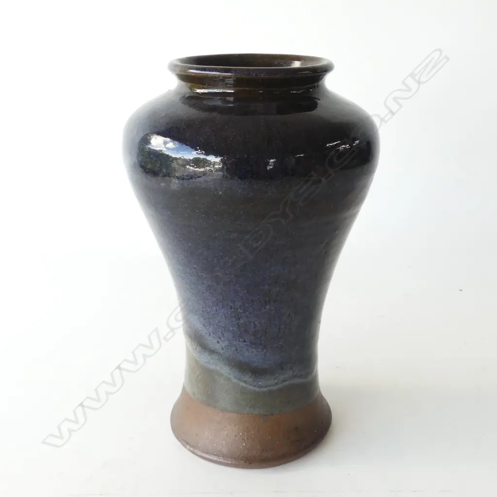 Shigaraki blue glazed vase, H.285mm Image 1++