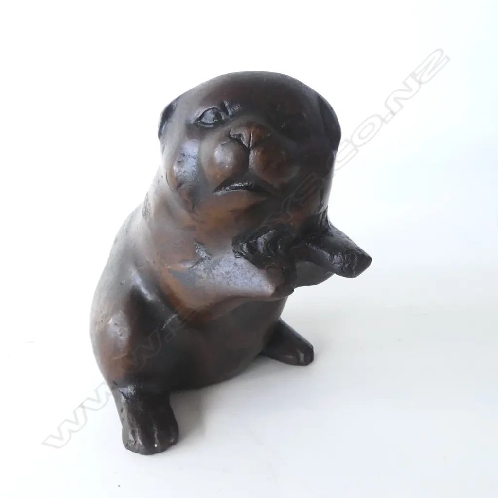 Japanese cast Bronze w. stamp to chest H.150mm Image 1++