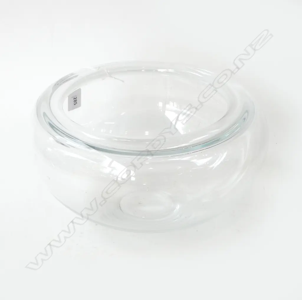 MID-CENTURY CLEAR GLASS BOWL H.170 Dia.300mm Image 1++