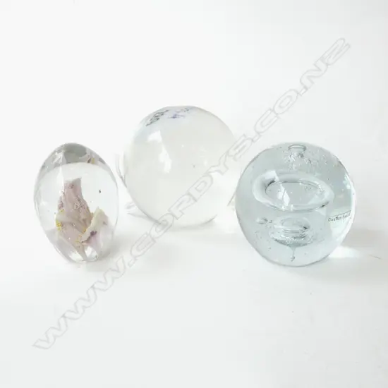 HOGLUND GLASS PAPERWEIGHT & 2 OTHERS 