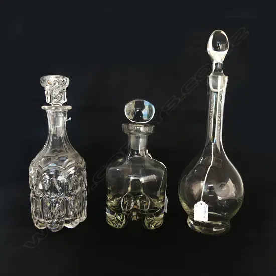 3 GLASS DECANTERS H.380mm