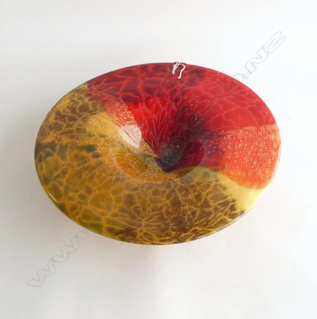 MURANO 1989 ART GLASS FLARED BOWL foil inclusions engraved & labelled marks Dia.380mm Image 1++