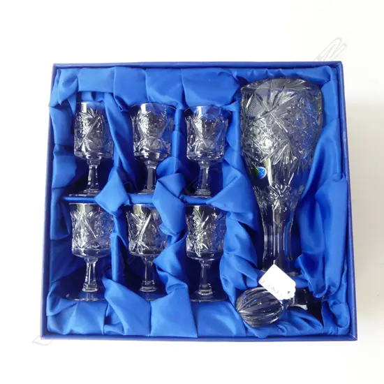 RUSSIAN HEMAH CRYSTAL DECANTER & 6 GLASSES, BOXED
