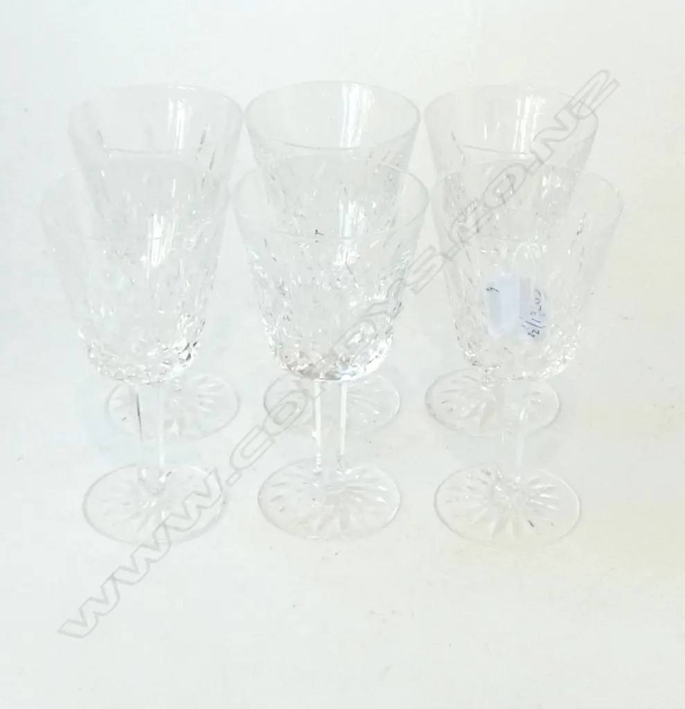 SET OF 6 WATERFORD CRYSTAL ‘LISMORE’ WINE GLASSES, H.150MM   Image 1++