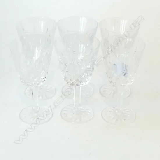 SET OF 6 WATERFORD CRYSTAL ‘LISMORE’ WINE GLASSES, H.150MM  