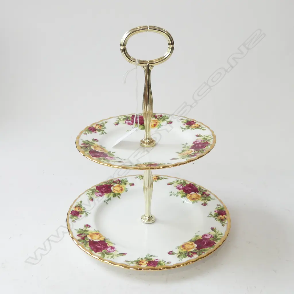 R/A OLD COUNTRY ROSES 2 TEIR CAKE PLATE H260MM Image 1++
