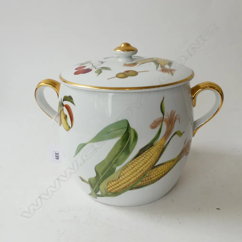 2 HANDLED EVERSHAM WORCESTER LIDDED SOUP POT HARVEST PAT H210MM Image 1++