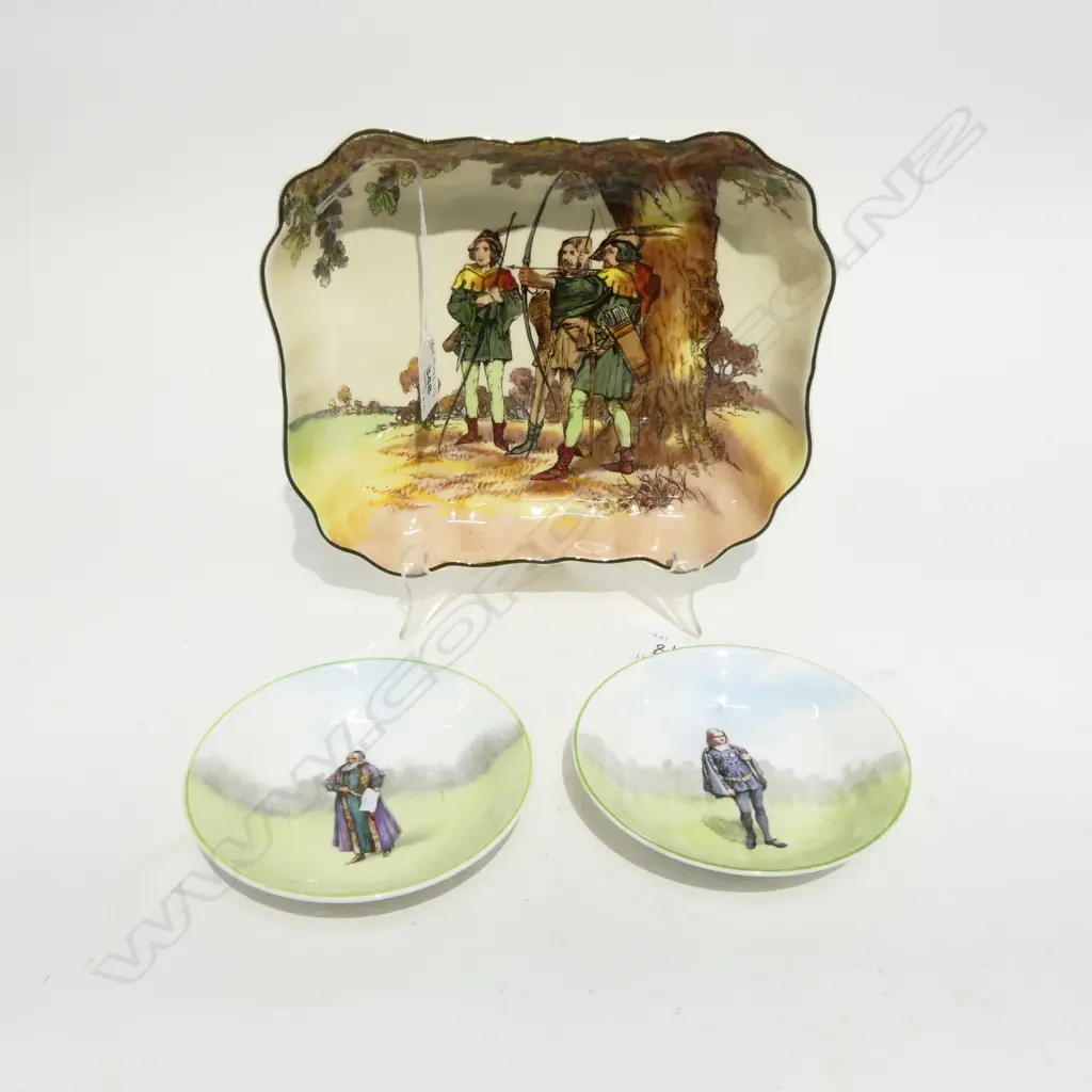 RD GREEN TREE PAT BOWL DIA230 & 2 RD SHAKESPEARIAN DISHES DIA 130MM Image 1++