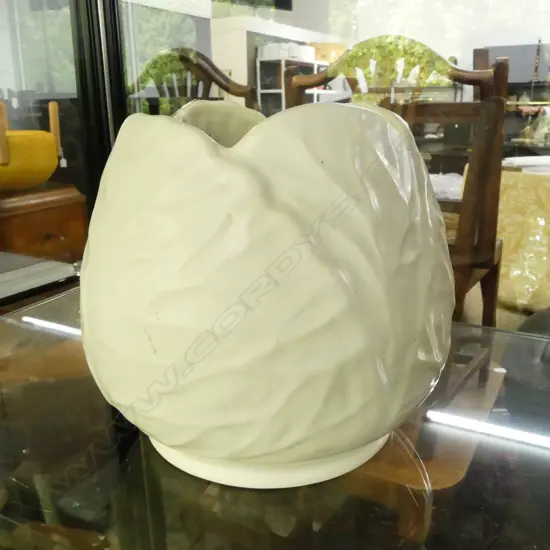 CROWN LYNN CABBAGE relief molded VASE printed mark impressed # .475. tiny flake chip to base H.130mm