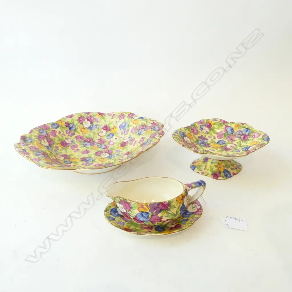 3 PCES ROYAL WINTON 'SWEET PEA' FLORAL CHINTZ CHINA Image 1++