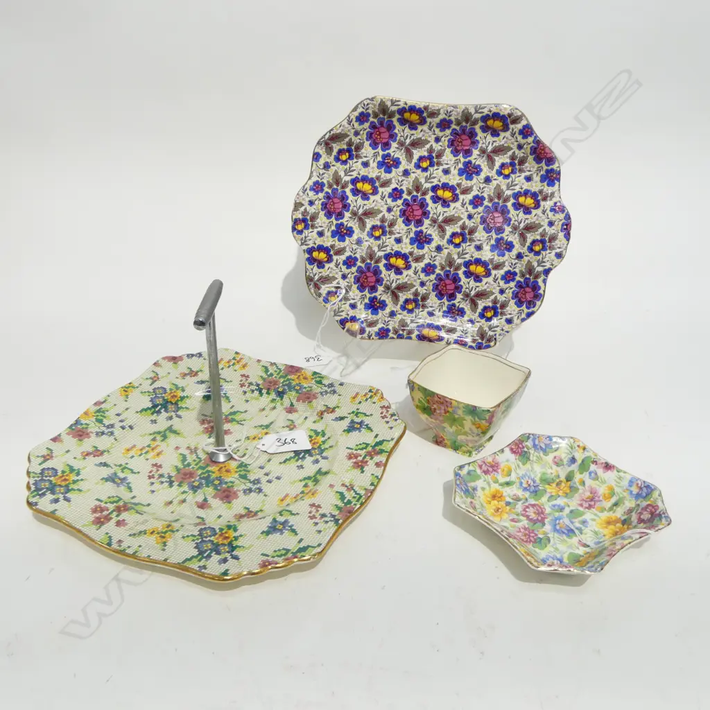 3PCS AOF CHINA PLATE DIA220 DISH & BOWL DIA 70 & CHINZE STEM CAKE PLATE DIA 220MM Image 1++