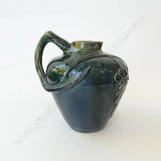 MAJOLICA POTTERY JUG WITH GRAPE & VINE HANDLE, H.180MM 