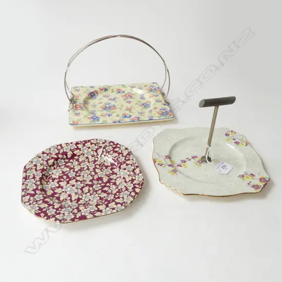 2 AOF CAKE PLATES DIA 220MM & CHINZ STEMMED CAKE PLATE DIA 200
