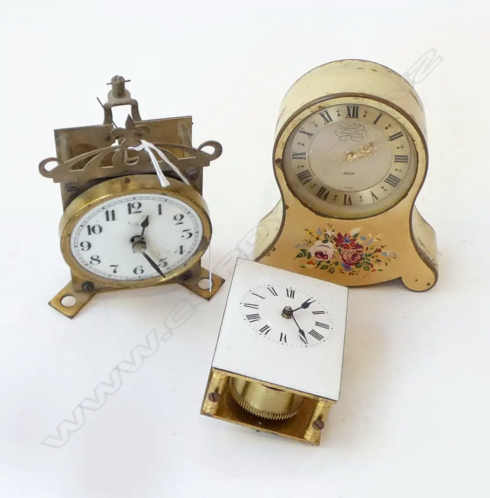 JAEGER LE COULTRE MUSICAL ALARM CLOCK manual wind working c.1930s + 2 CLOCK MOVEMENTS Image 1++