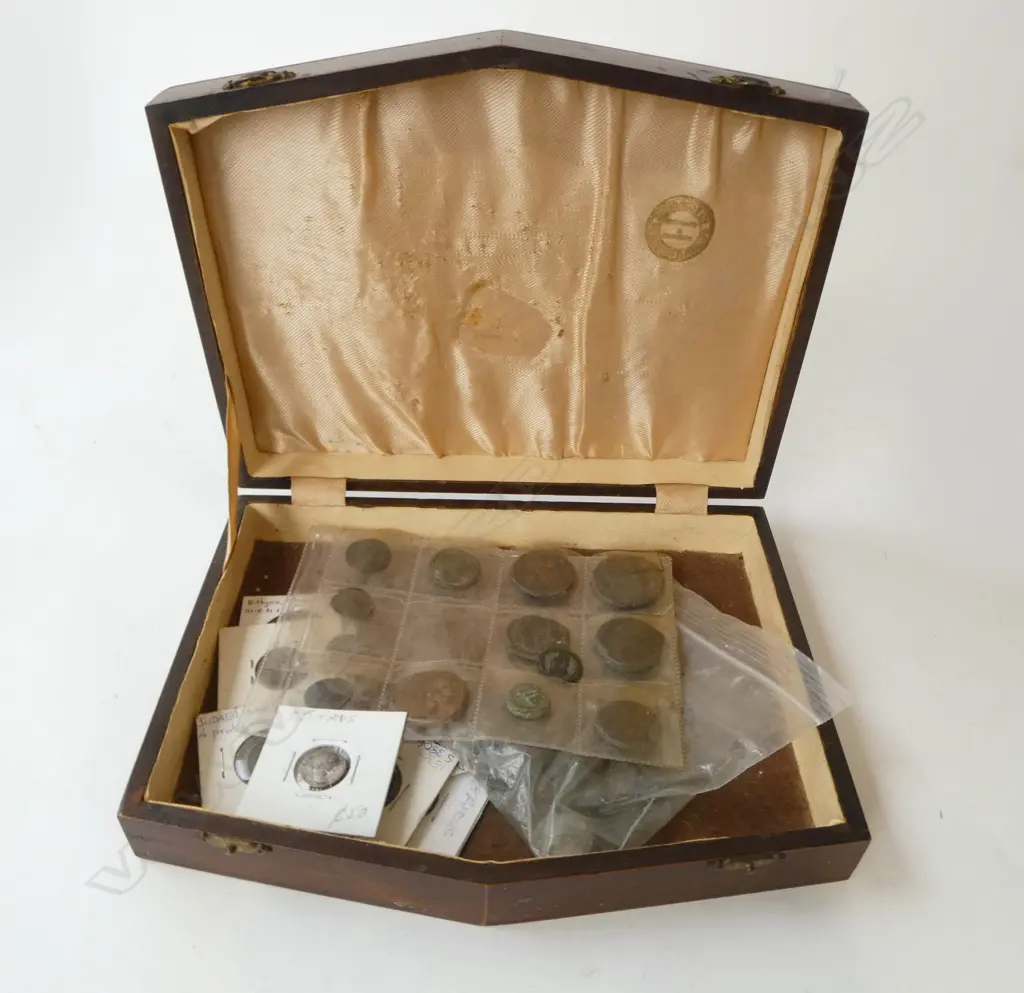 ASST. COINS MOSTLY ANCIENTS IN WOOD BOX Image 1++