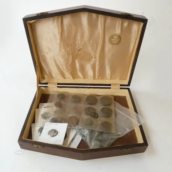 ASST. COINS MOSTLY ANCIENTS IN WOOD BOX